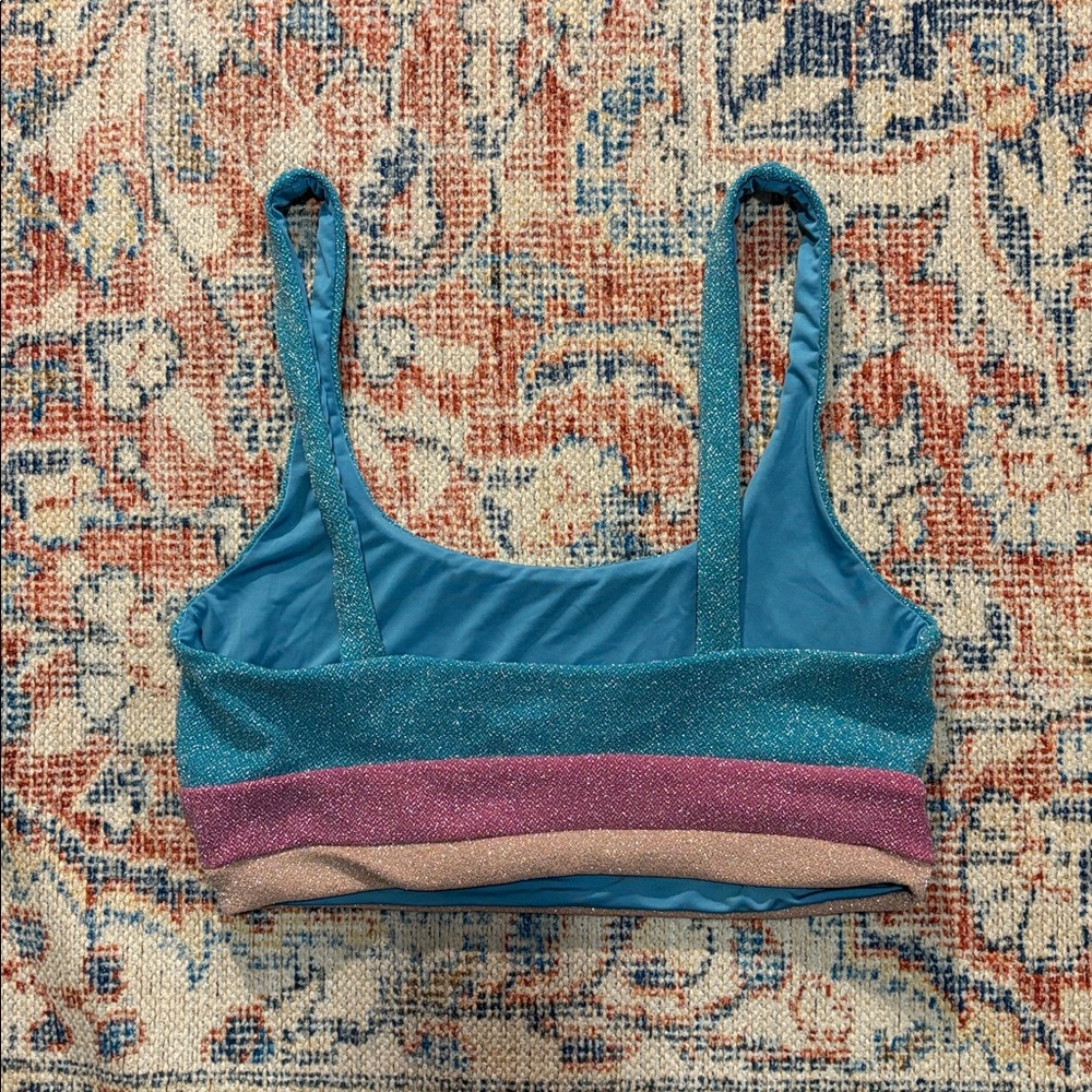 Beach Riot Mackenzie Bikini Top in Aquamarine Colorblock SZ L NWOT - Picture 4 of 5